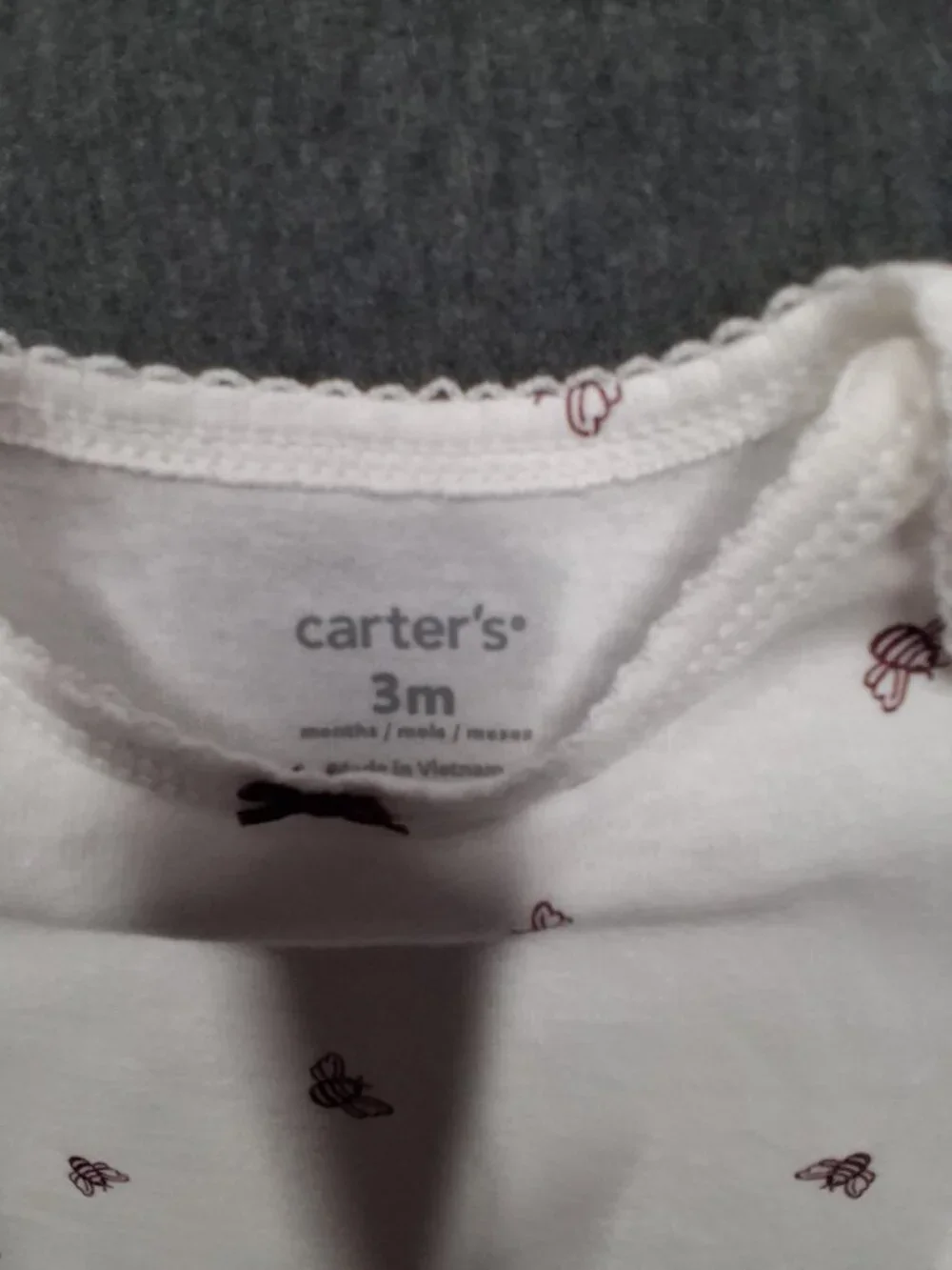 Carters infant girls onesie size 3 months white good condition